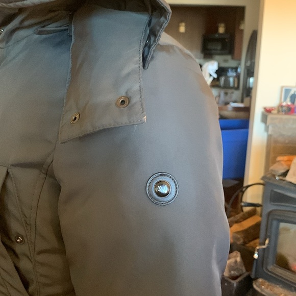 ANDREW MARC BLACK LAYERED PUFFER DOWN STORM WINTER COAT LEATHER TRIM - Picture 6 of 16